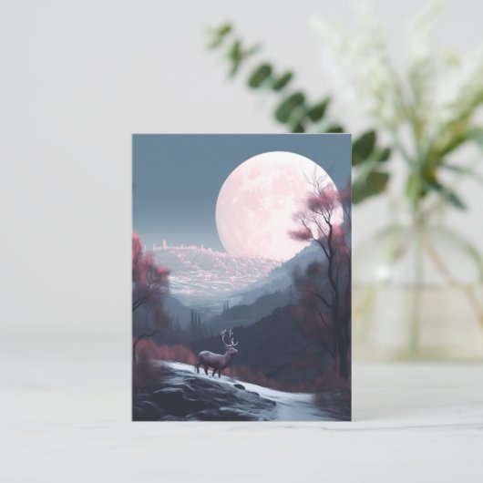 Deer Landscape Fantasy Whimsical Surreal Briefkaart (Staand voorkant)