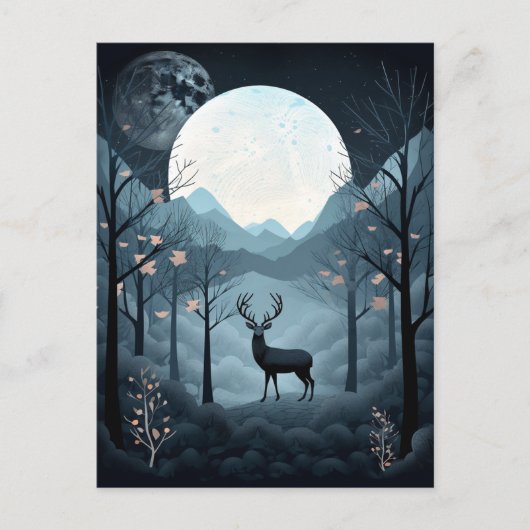Deer Landscape Fantasy Whimsical Surreal Briefkaart (Voorkant)