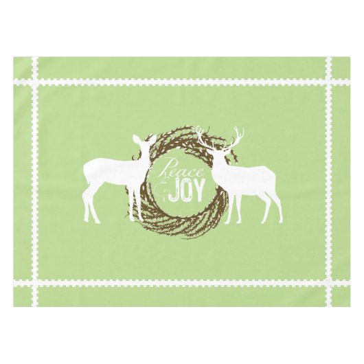 Deer Light Green Peace Joy Wreater Tablecloth Tafelkleed (Voorkant (Horizontaal))