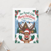 Deer Little Merry Christmas Kaart (Voorkant / Achterkant in situ)