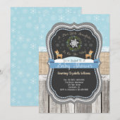 Deer Little Snowflake Winter Baby shower Kaart (Voorkant / Achterkant)