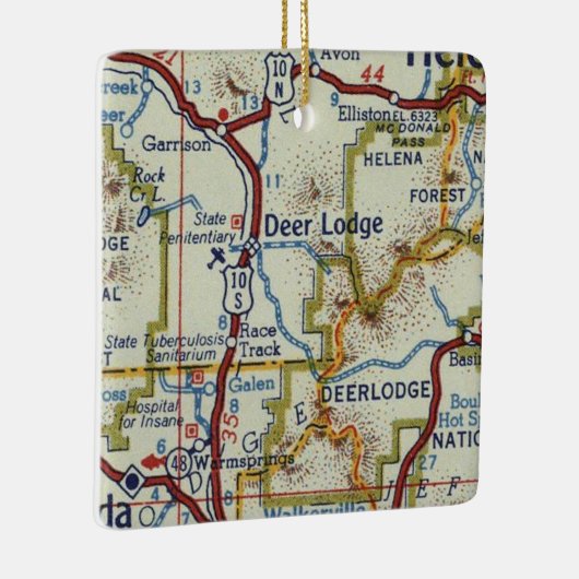 Deer Lodge MT kaart Keramisch Ornament (Rechts)