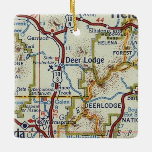 Deer Lodge MT  kaart Keramisch Ornament (Voorkant)