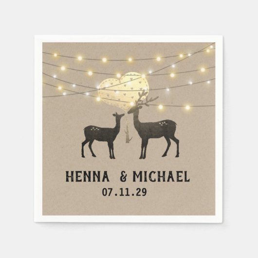 Deer Love Woodland Deer Wedding Custom Servet (Voorkant)