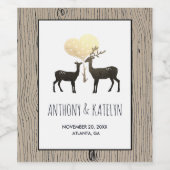 Deer Love Woodland Deer Wedding Custom Wijn Etiket (Enkel label)