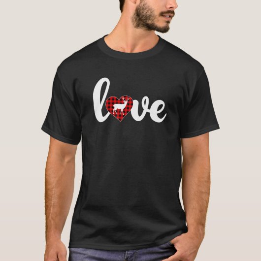 Deer Lover Buffalo Plaid Love Deer Valentine's Day T-shirt (Voorkant)