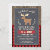 Deer Lumberjack 1st of 2e verjaardag Uitnodiging (Voorkant)
