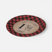 Deer Lumberjack Plaid Birthday Party Papieren Bordje (Gekanteld)