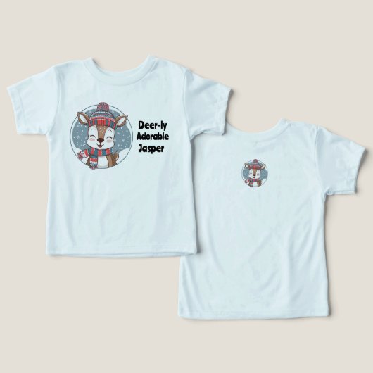 Deer-ly Schattig Peuter Shirt met bewerkbare naam (Ontwerp Voorkant & Achterkant)
