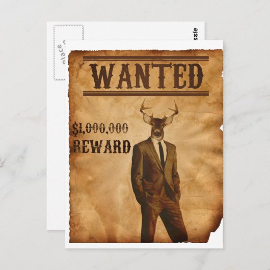 Deer Man wordt gezocht Briefkaart (Voorkant / Achterkant)