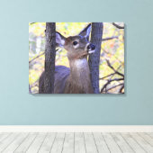 Deer Meeting in de Bossen Canvas Afdruk (Insitu (Houten vloer))