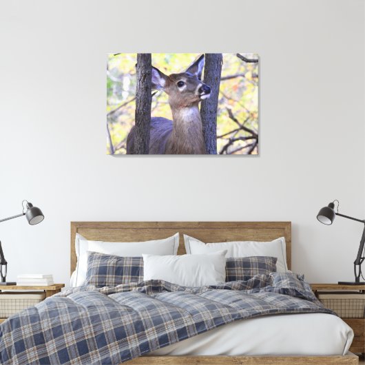 Deer Meeting in de Bossen Canvas Afdruk (Insitu (Slaapkamer))