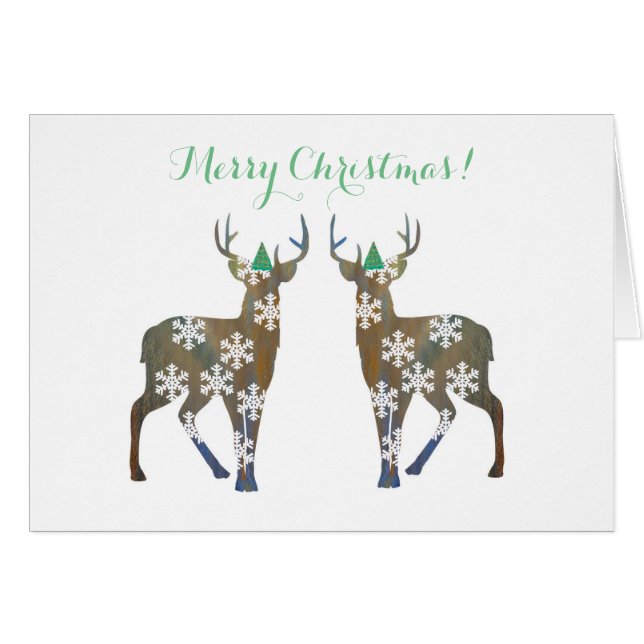 Deer Merry Christmas Briefkaart (Voorkant Horizontaal)