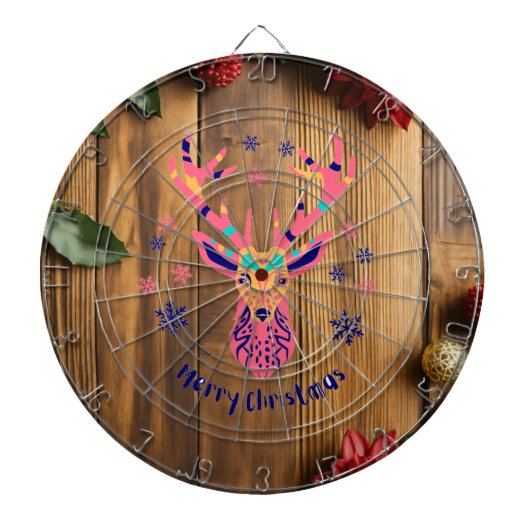 Deer Merry Christmas Dartboard Dartbord (Voorkant)