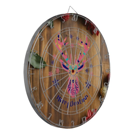 Deer Merry Christmas Dartboard Dartbord (Voorkant Links)