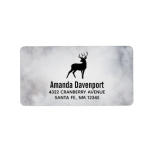 Deer met Antlers Black Silhouette Etiket