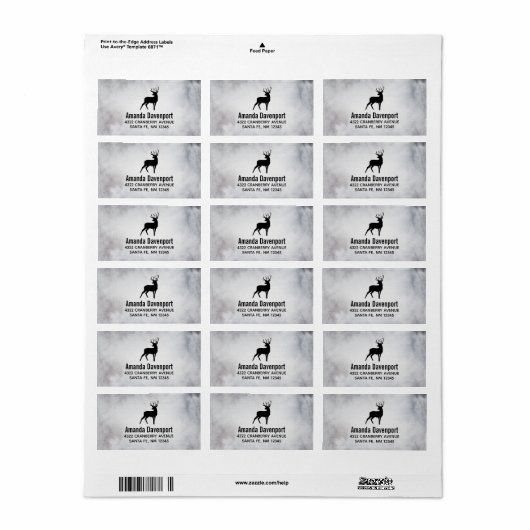 Deer met Antlers Black Silhouette Etiket (Full Sheet)