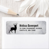 Deer met Antlers Black Silhouette Rustic Etiket (Insitu)