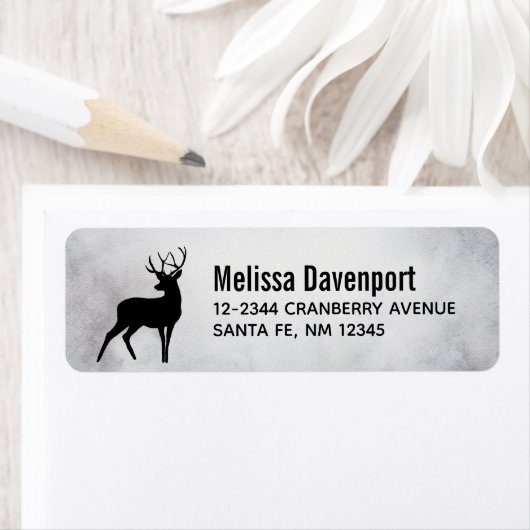 Deer met Antlers Black Silhouette Rustic Etiket (Insitu)