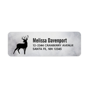 Deer met Antlers Black Silhouette Rustic Etiket