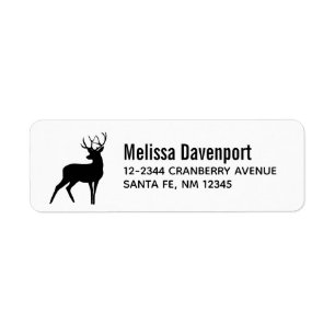 Deer met Antlers Black Silhouette Rustic Etiket