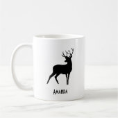 Deer met Antlers Black Silhouette Rustic Koffiemok (Links)