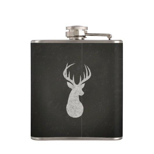 Deer met Antlers Chalk Drawing Heupfles (Achterkant)