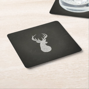 Deer met Antlers Chalk Drawing Kartonnen Onderzetters