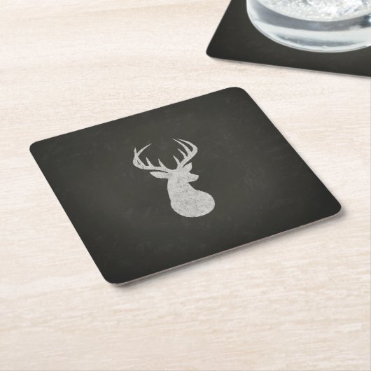 Deer met Antlers Chalk Drawing Kartonnen Onderzetters (Schuin)