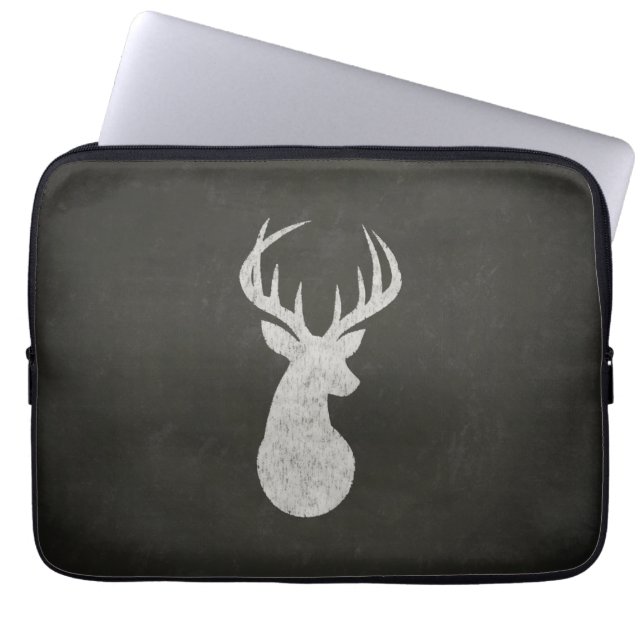 Deer met Antlers Chalk Drawing Laptop Sleeve (Voorkant)