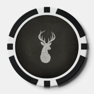 Deer met Antlers Chalk Drawing Pokerchips