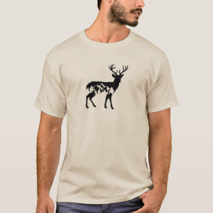 Deer met bergen t-shirt