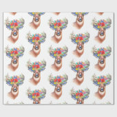 Deer met bloemen cadeaupapier (Vlak)