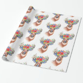 Deer met bloemen cadeaupapier (Uitgerold)