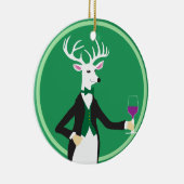 Deer met Champagne Toast Keramisch Ornament (Rechts)