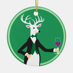Deer met Champagne Toast Keramisch Ornament