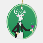 Deer met Champagne Toast Keramisch Ornament (Links)
