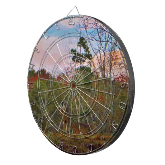 Deer met een roze blauwe lucht dartbord (Voorkant Rechts)