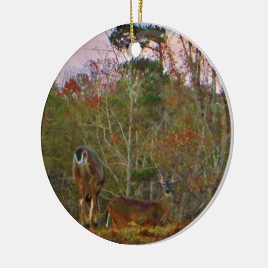 Deer met een roze blauwe lucht keramisch ornament (Links)