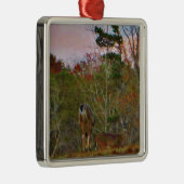 Deer met een roze blauwe lucht metalen ornament (Rechts)