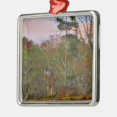 Deer met een roze blauwe lucht metalen ornament (Links)
