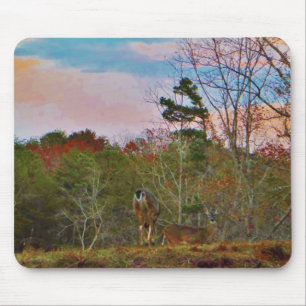 Deer met een roze blauwe lucht muismat