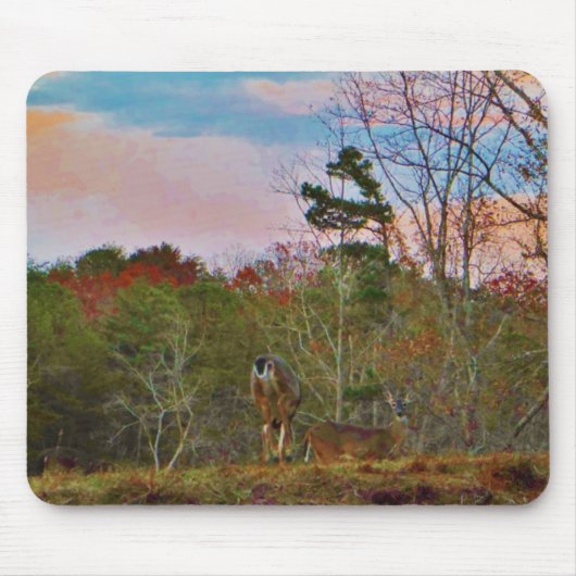 Deer met een roze blauwe lucht muismat (Voorkant)