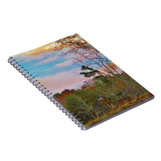 Deer met een roze blauwe lucht notitieboek (Rechterzijde)