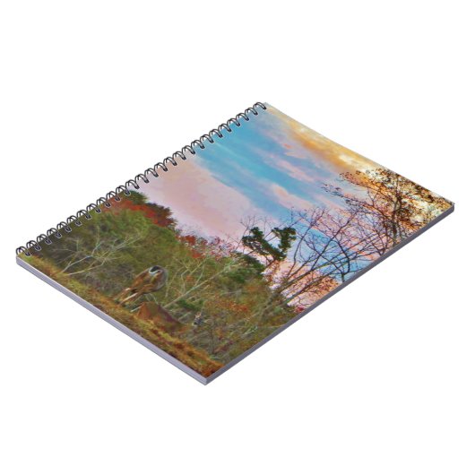 Deer met een roze blauwe lucht notitieboek (Linkerzijde)