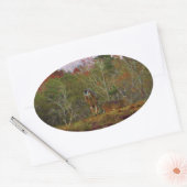 Deer met een roze blauwe lucht ovale sticker (Envelop)