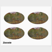 Deer met een roze blauwe lucht ovale sticker (Vel)