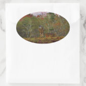 Deer met een roze blauwe lucht ovale sticker (Tas)