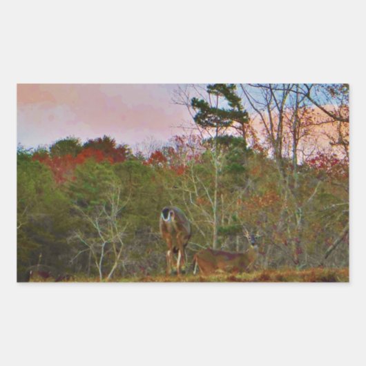 Deer met een roze blauwe lucht rechthoekige sticker (Voorkant)