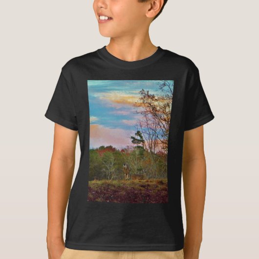 Deer met een roze blauwe lucht t-shirt (Voorkant)